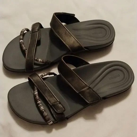 AETREX slip on double strap velcro closure sandals size 7 - Picture 1 of 8